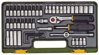 20 piece special socket set with deep sockets. With 1/4'' square drive (6.3mm) for torques under 25Nm: hexagonal sockets for 4 5 5.5 6 7 8 9 10 11 and 12mm. With 1/2'' square drive (12.