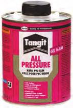 fittings for high pressure (max. pn 16) and/or chemical applications. Tangit All Pressure glue meets the DIN 16970, KOMO and KIWA/ATA demands.