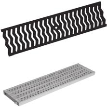 Sizes gutter with galvanised grating: L 1000 x B 130 x D 98mm. Sizes gutter with plastic grating: L 1000 x B 130 x D 115mm. Both gutters class A (max. 1500 kilo).