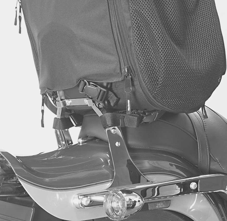 Table. Travel Bag Applications: Recommended Strap Configuration Model Family Touring Touring, Part Number 98849-06 only is0065 Fitment - see www.harley-davidson.