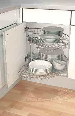 ½ Lazy Susan Rotary Unit Simple to install ottom tray pulled out with door Upper shelf can be adjusted in height Maximum