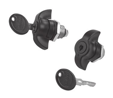 PROTEK Accessories KEYLOCKING QUARTER-TURN WING KNOB Keylocking quarter-turn wing knob latch. Black finish. Includes gasket, mounting nut and one key with key code.