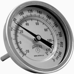Description & Features: A general purpose, versatile 1" (25mm) to 6" (150mm) dial, 304 stainless steel thermometer Bi-metallic sensing element for reliable readings Back, bottom or adjustable angle