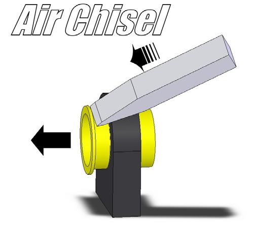 - Grab your trusty air chisel and hammer away at the flange in the