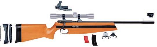 The target stock fits right and left hand shooters, is vertically and horizontally adjustable at the butt plate, which can be extended with additional 1/" thick spacers. 2 spacers come with the rifle.