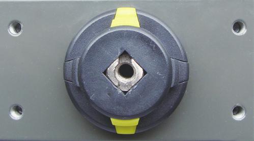a valve or connection with standardized mounting hardware.