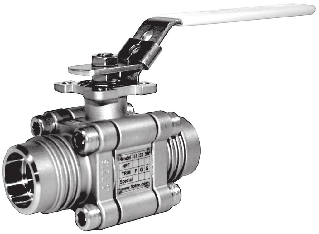 FLO TITEE valves & controls Tri-Pro Series Models / Full HPF50 - (316SS) HPF40 - (WCB) Size: 1/4-4 Pressure Rating: 3000 WOG 1/4-3/4 2250 WOG 1-4 TM Page 1 3pc High Performance Fire