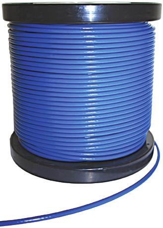 Quality 6 x 7 galvanised wire with a blue PVC coating.