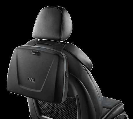 Can be securely fastened to the rear seat bench or the front passenger seat using the three-point seat belt. Can also be used outside the vehicle as a briefcase.