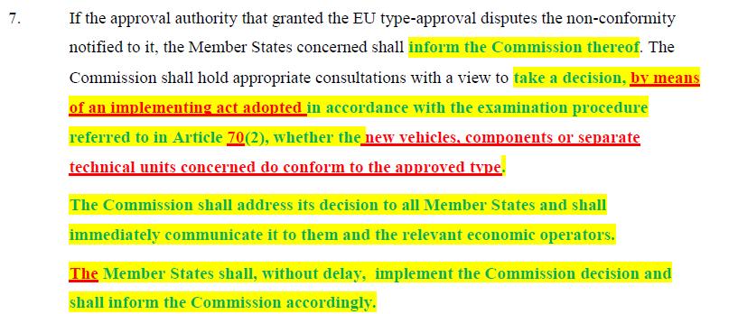 3. Improve implementation of type-approval procedures: Article 30 (products not in conformity with the approved type):