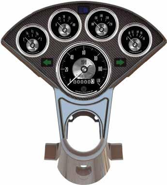 Looks awesome with either the new Prestige or Cruiser series gauges. Comes with black insert, see part #17770-17771 for carbon fiber inserts on page 101. GAUGES SOLD SEPARATELY. 1955-56... #16922.