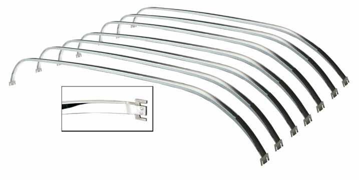 NOMAD STAINLESS HEADLINER BOWS Reproductions manufactured to original factory specifications in high quality stainless steel and comes in a set of seven.