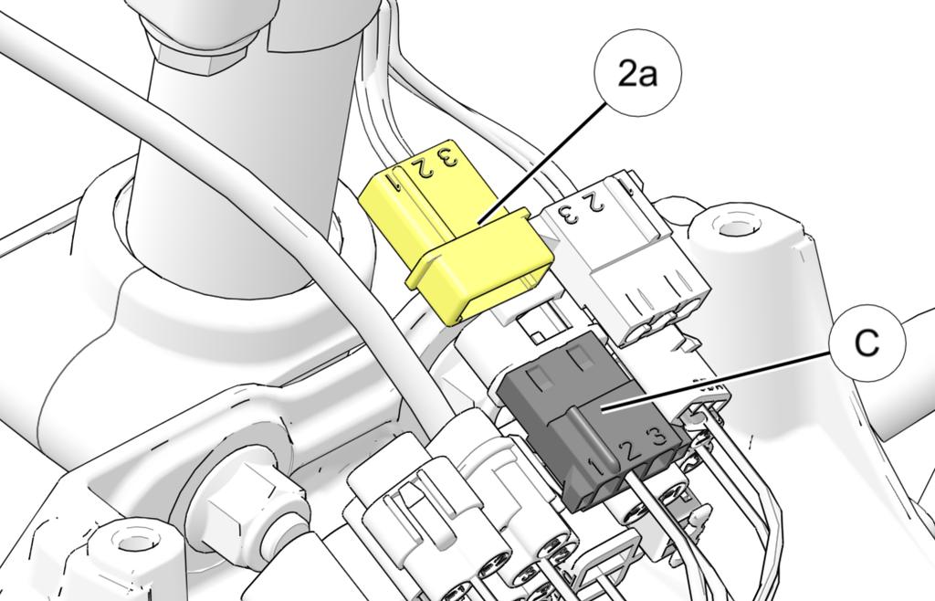 Route USB harness wires down along steering post to the electrical connections bag B located under the console.