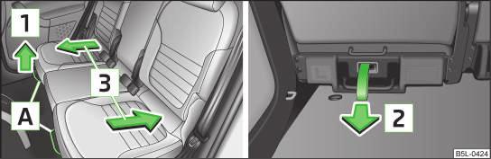 Adjusting seats forwards/backwards First read and observe the introductory information given on page 63. Pull the lever 1» Fig. 51 and adjust the required inclination of the seat backrest.