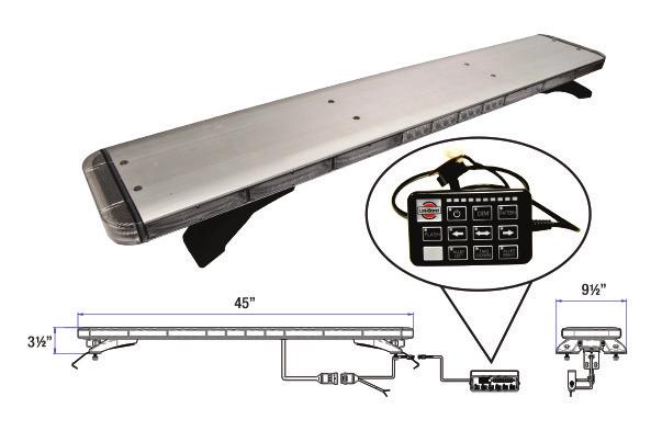 Polycarbonate Lens EMC IP65 Mount Type: Permanent Mount with Adjustable Brackets - 12 ft Wire from the Light Bar E-2450A E-F200-8 Control Box for Flash Pattern Selection 6 Wire from the Control Box