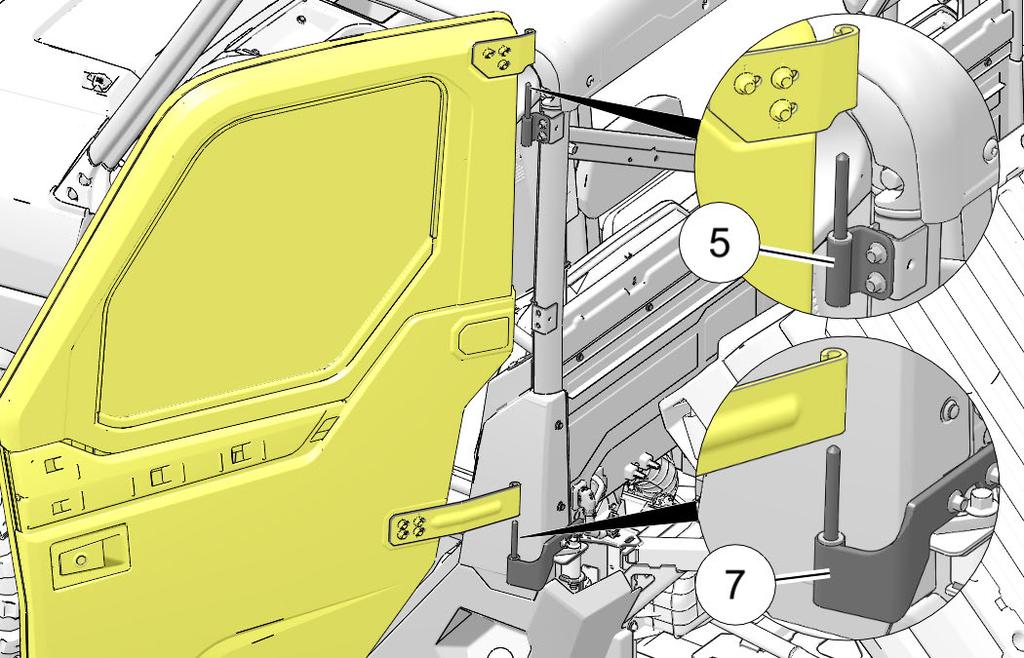 If gap is inconsistent: Loosen seven upper and lower DOOR SIDE hinge screws B, center door using slotted fastener openings, then tighten all DOOR SIDE hinge screws B.