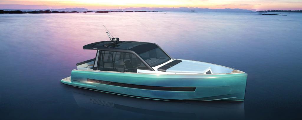 FJORD 44 coupé 36 kn max. speed 870 hp by two engines 12 guests 210 l fridge capacity Once again, FJORD reinvents the concept of the topclass powerboat.