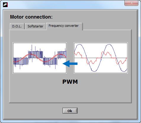Step 3.1: Motor connection Once the selected motor type has been confirmed by clicking Motordata OK, a window appears, showing the different motor connection methods that are available.