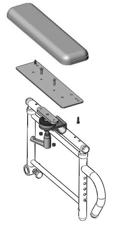 - 8-2.0 Installation & Adjustment 2.3 Arm m Pad P Installation tion The Multi-Axis Armrest Mount is compatible with a variety of armrest pads. The installation diagram below (Figure 3.