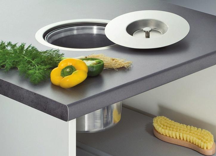WBBT27 BENCH TOP BINS Cooking waste disappears from where it was created with the Wesco bench top waste bin.
