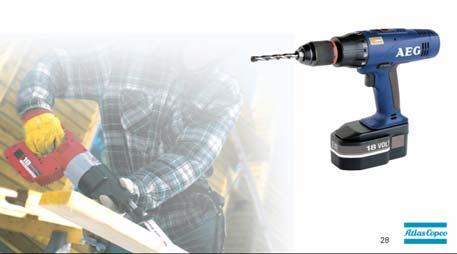 Driver for profitable growth Battery electric tools (cordless tools) Development stages First stage Cordless driver-drills. 9V and 12V batteries. Consumer and professional tools. Large volumes.