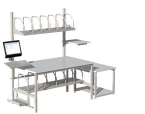 Pick-and-Pack Bench Order No C10141110 Concept crank workstation 1500 x 900 mm, adjustable in height and equipped with a bin rail for small components