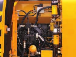 Because they re mounted side by side on a JCB JS130, the engine radiator, hydraulic cooler and intercooler can be serviced individually yet