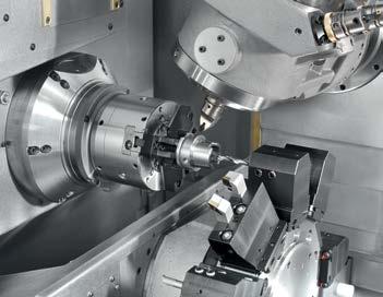Simultaneous machining with two tool carriers possible High dynamics (up to 55 m/min rapid traverse) The motorized milling spindles Powerful and dynamic motorized milling spindles