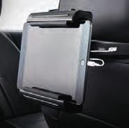 ENVISION Universal Tablet Holder - Integrated Power Second-row passengers can easily use their tablets on the road with this Universal Tablet Holder with Integrated Power supplied by two USB ports.