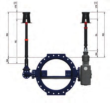 Stem Extension Sets for Butterfly Valves Definition pipe covering Definitions: GL = rod length, RD = pipe covering, GA = rod contact point.
