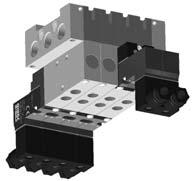 The assembled manifold consists of one station elements (RF-02-Z) and end plates with common supply and exhaust ports.