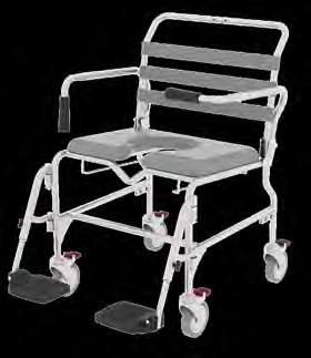 465mm Height adjustable, swing away footrests for optimal positioning and ease of transfers Self propelled option available Attendant propelled option: 4x total locking stainless steel castors