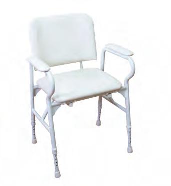 PATIENT HYGIENE MAXI Shower Chair Super heavy duty adjustable width shower chair Soft padded seat, back and arms provide postural support Reinforced aluminium frame accommodates bariatric users and