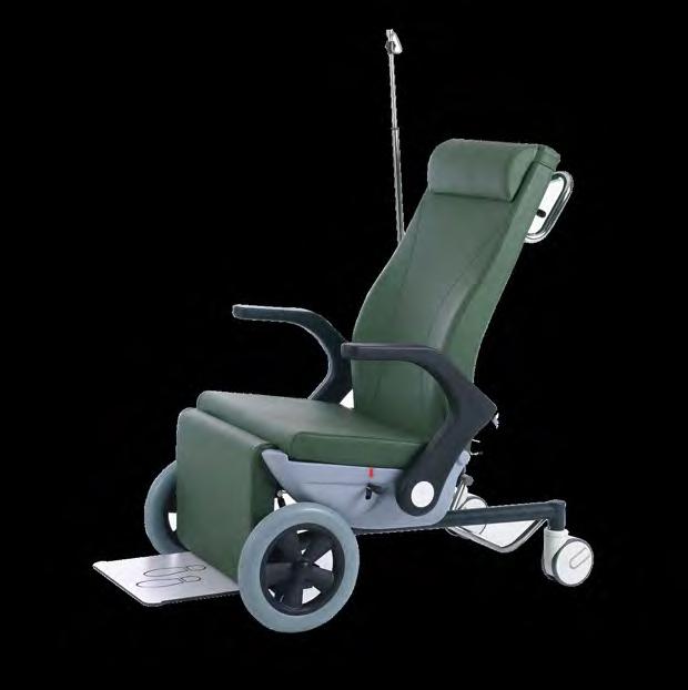 MOBILE PRESSURE SEATING Swish Ward Transport Chair Comfortable multi-position patient transport chair offers both leg elevation and backrest recline Padded PU swing back armrests for comfort and