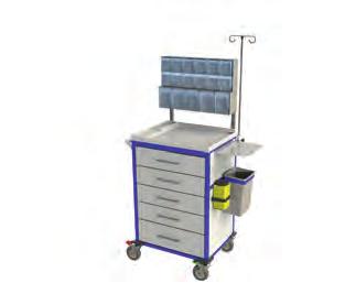 (10) Procedure Cart - 5 Drawers Grey, IV Pole,