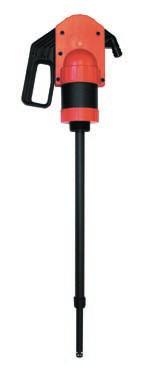 Black pump with red bung adaptor and spout nut. Recommended for use with acid based fluids, detergents and kerosene based solvents. 302 001 Syphon transfer pump Lever action syphon pump.