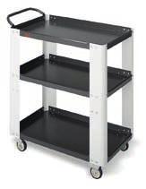 283 100* Standard service trolley Service trolley with three shelves, two fixed wheels and two castors (Ø 80 mm). Middle shelf can be mounted in two different positions.