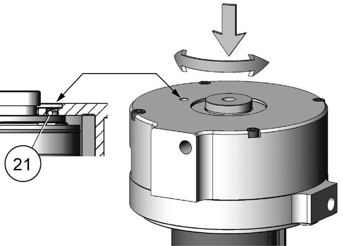.. S01 Examine whether the isolation ring (2) at the nozzle head top (3) is placed in the right position. 1) Screw in the pneumatic cylinder housing at the guide sleeve (12).