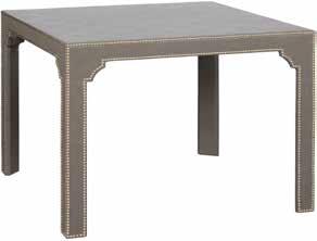 Bingham Fabric Leather V126-GT BINGHAM UPHOLSTERED GAME TABLE V Upholstered Accents/Occasional Pricing Overall: W 41.5 D 41.5 H 30 Nail Trim: standard #9 (around legs and border) COM (54 plain): 5.