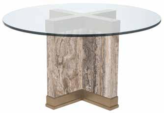 WALLACE P718B WALLACE DINING TABLE BASE Overall: W 24 D 24 H 29 Standard Features: Satin Brass Metal Base Top not included - must specify top option (additional charge): Round Glass Top: 54, 60, 72