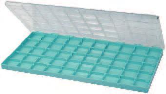 5 152 x 70 x 11 0.060 Plastic box with 50 compartments. Light blue bottom and 17.