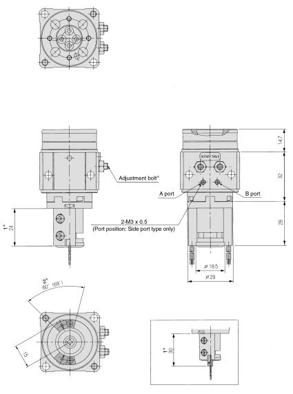 Rotary Table Series MSUB These drawings indicate the condition when the B port is pressurized.