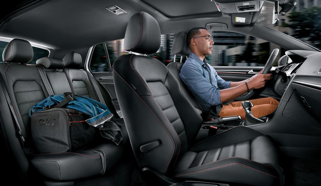 The beauty within the beast. Versatile, sophisticated, and sporty. Or as we call it, the interior of the Golf GTI.