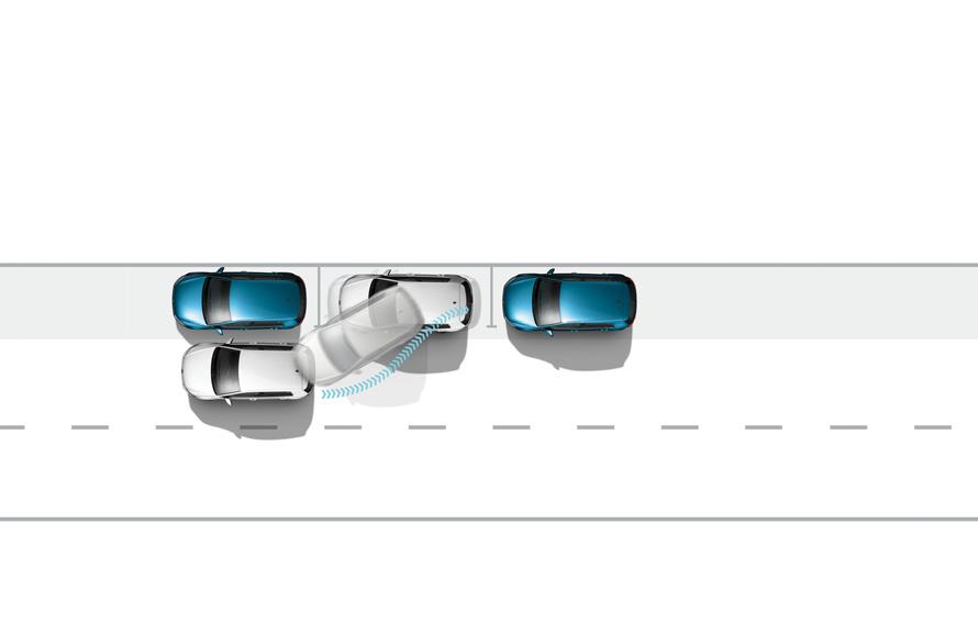* Depiction of Parking Steering Assist (Park Assist) Adaptive Cruise Control (ACC).