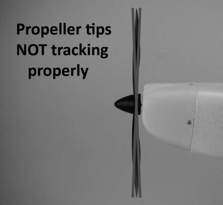 Usually it s possible to correct the angled/out of track condition by loosening the front hex nut until you can pull the propeller forward and rotate it to the next position in which it will engage