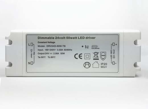 Driver (Constant Voltage) WORKS WITH LEADING EDGE TRIAC DIMMERS CONSTANT VOLTAGE UNIVERSAL AC INPUT: 180-AC AVAILABLE WITH JB & AMP CONNECTOR BLOCKS 24V Dali
