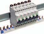 Busbar system Rails Particularity The double angled shape of the busbar is designed to avoid an additional terminal to realise a derivation with wiring till 10mm² and Ith = max. 63A.
