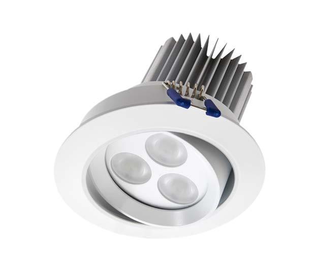 44 HUVOS RANGE DOWNLIGHTS 9W Dimmable High Output Round 3X3F 3X3T DIM DIM 9W dimmable fixed downlight. 9W dimmable tilt downlight.