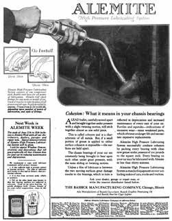 In December 1919, Bassick Manufacturing Company purchased the Alemite Lubrication Company and renamed itself the Bassick-Alemite Corporation.