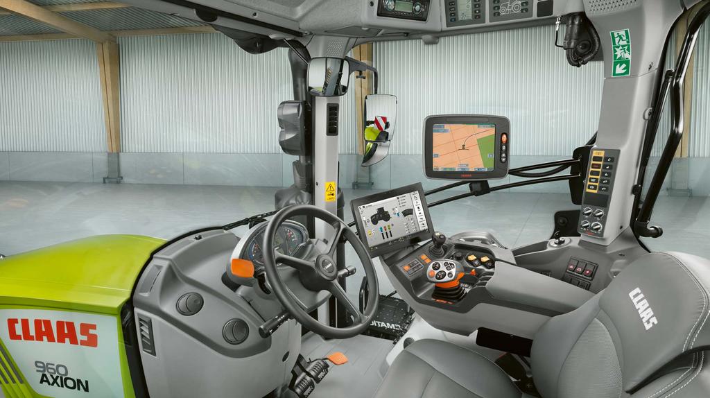 Greater comfort means higher productivity. Cab Spacious and quiet, with large windows and full suspension. The AXION 900 cab guarantees maximum comfort throughout long working days.
